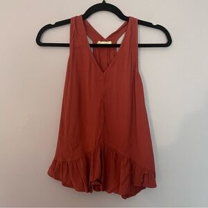 Elodie Women's Sleeveless Ruffle Hem Top in Pink/Rust size Medium